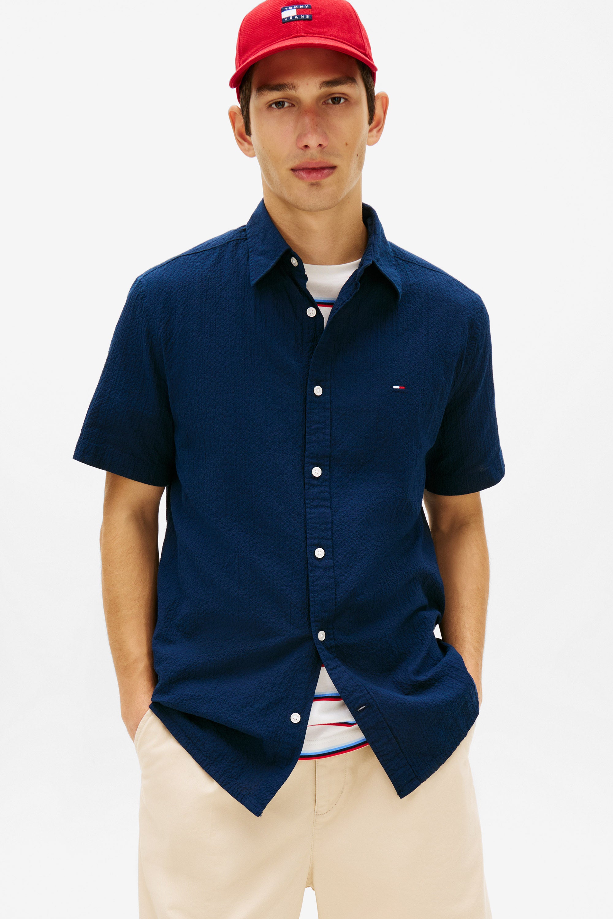 Seersucker Hemd - Dark Night Navy
