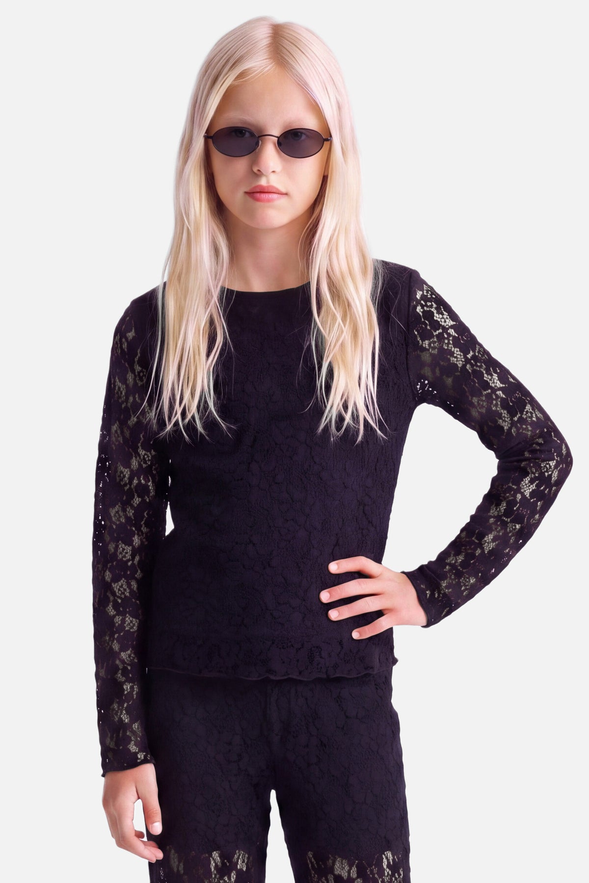 KOGLEIKA long-sleeve lace shirt - Black
