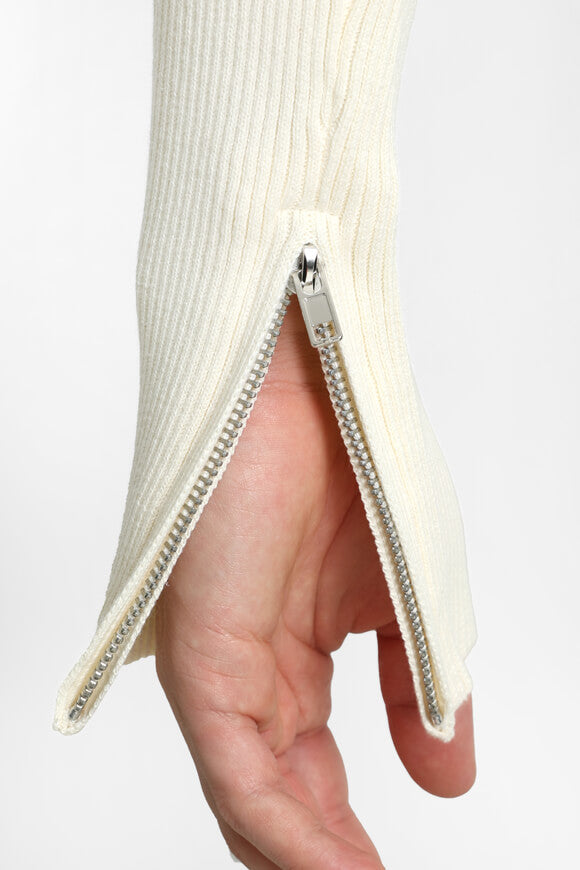 Gerippter Strickpullover - Offwhite