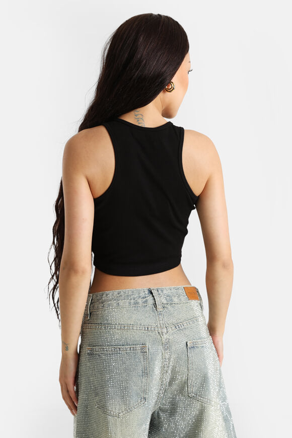 Geripptes Crop Tanktop - Black