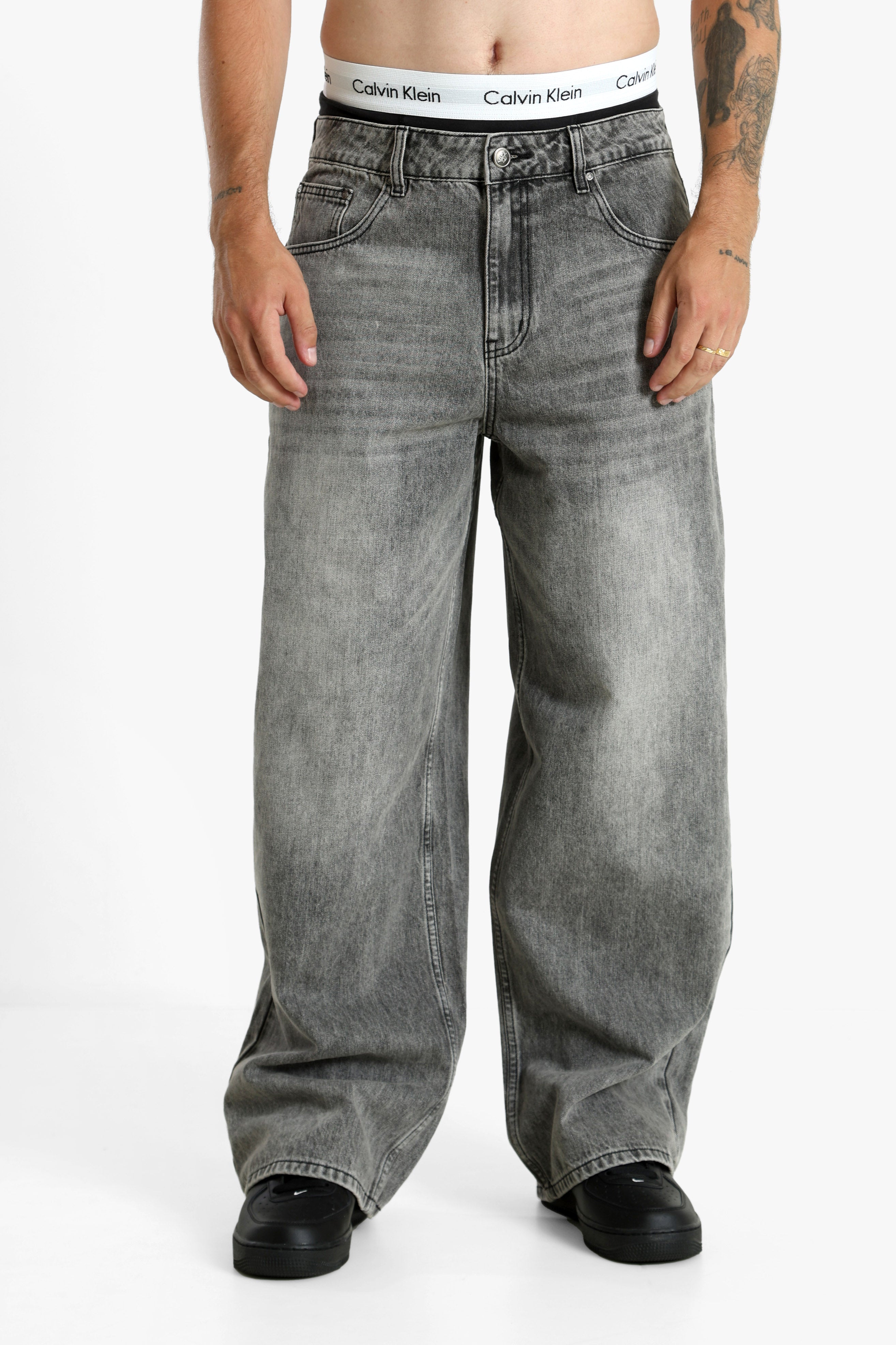 Baggy Fit Jeans - Grau