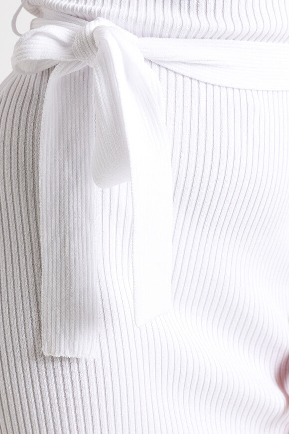 Geripptes Strick-Midikleid - Weiss