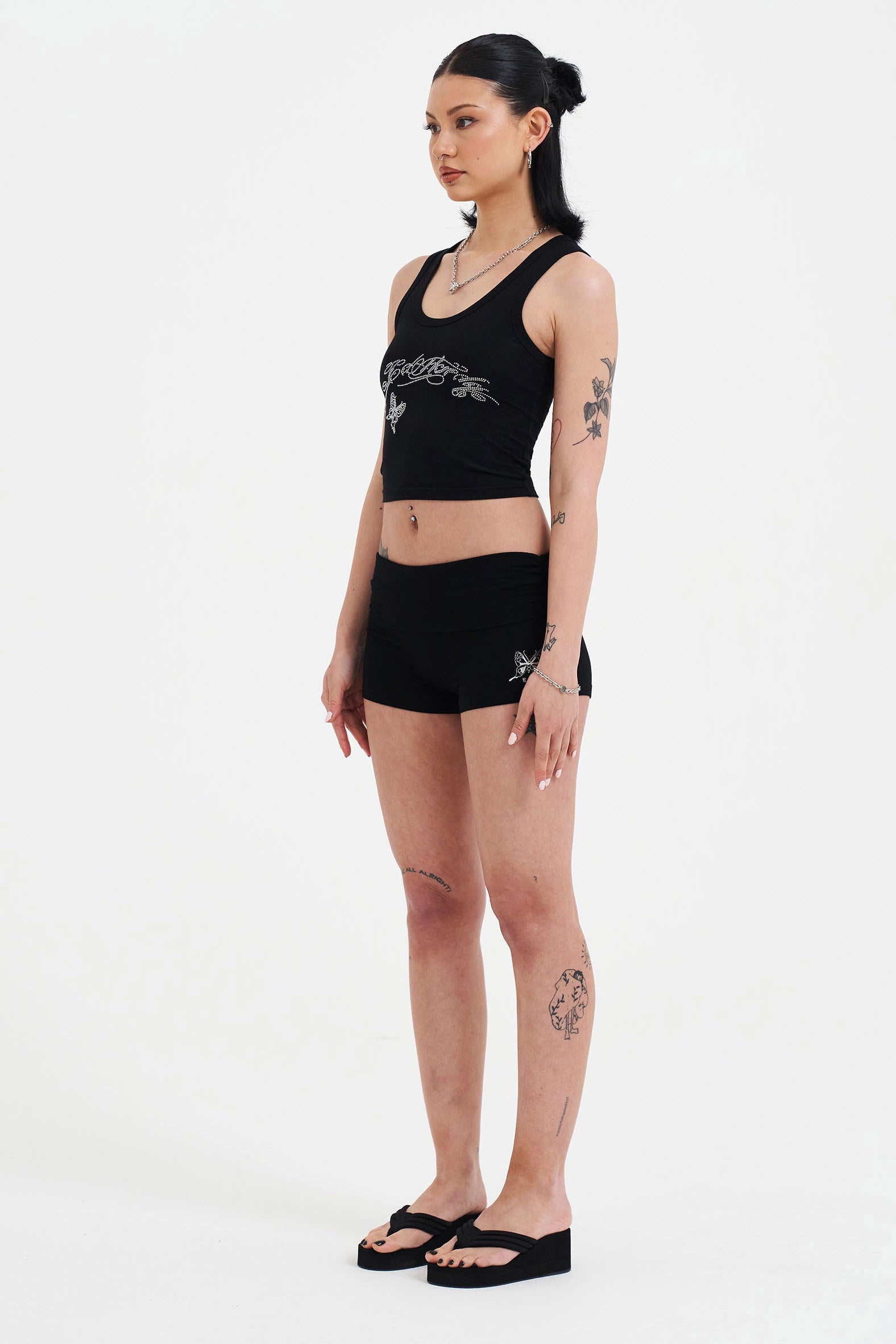 Butterfly shorts in fabric - Black