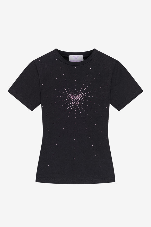 Glowing Butterfly Crop T-Shirt - Black