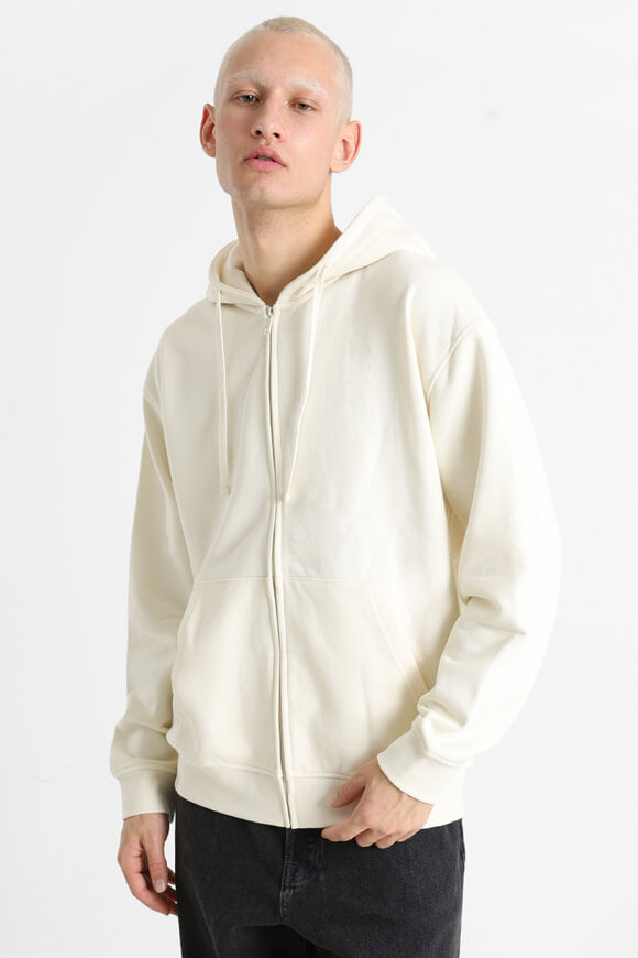 Oversized zip-up hoodie sweatshirt - Vanilla