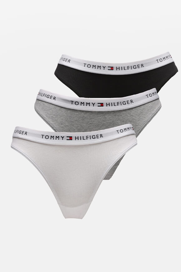 Dreierpack Strings - White + Black + Grey Heather