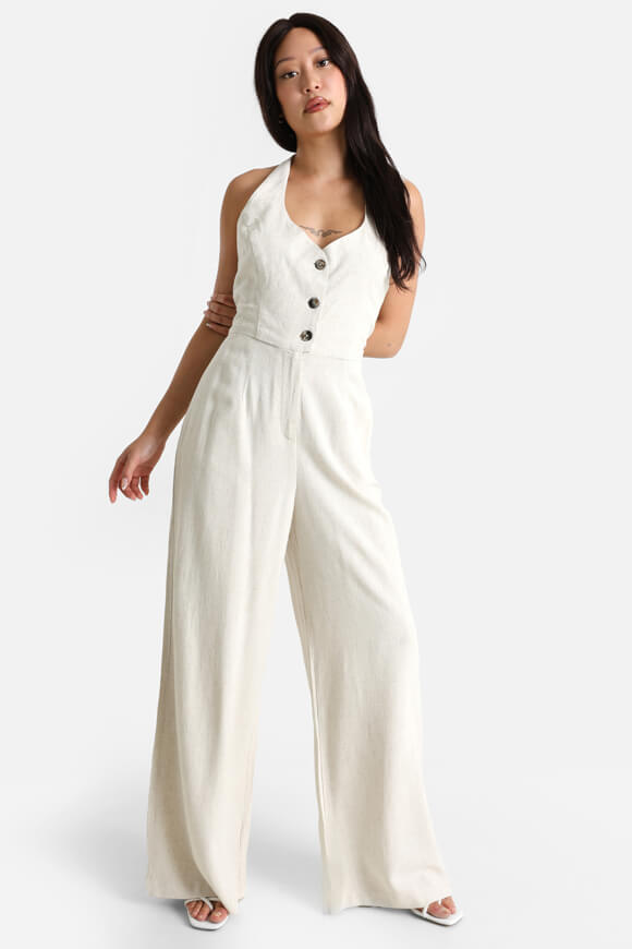 Halter-neck jumpsuit - Light beige
