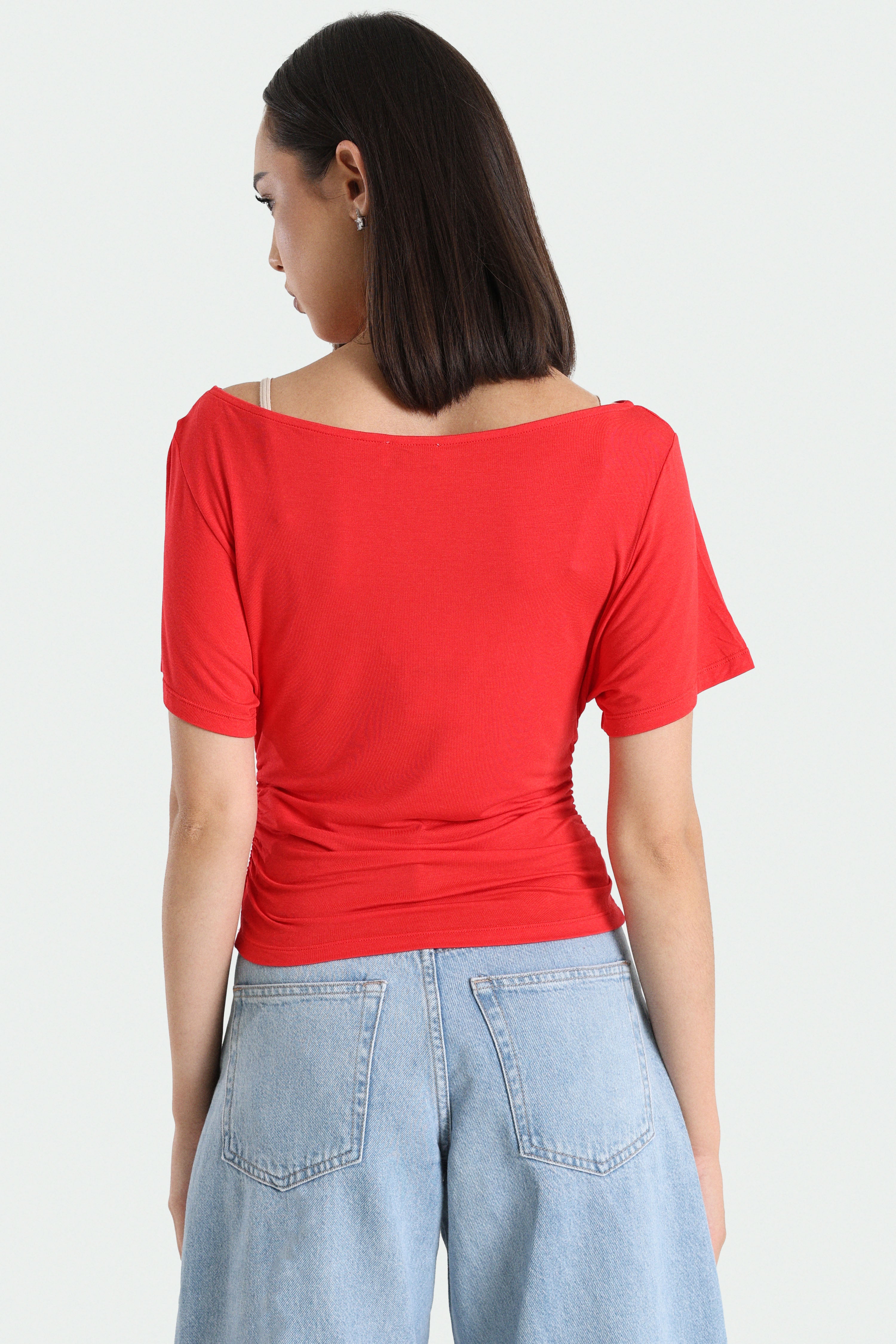 One-shoulder T-shirt - Red