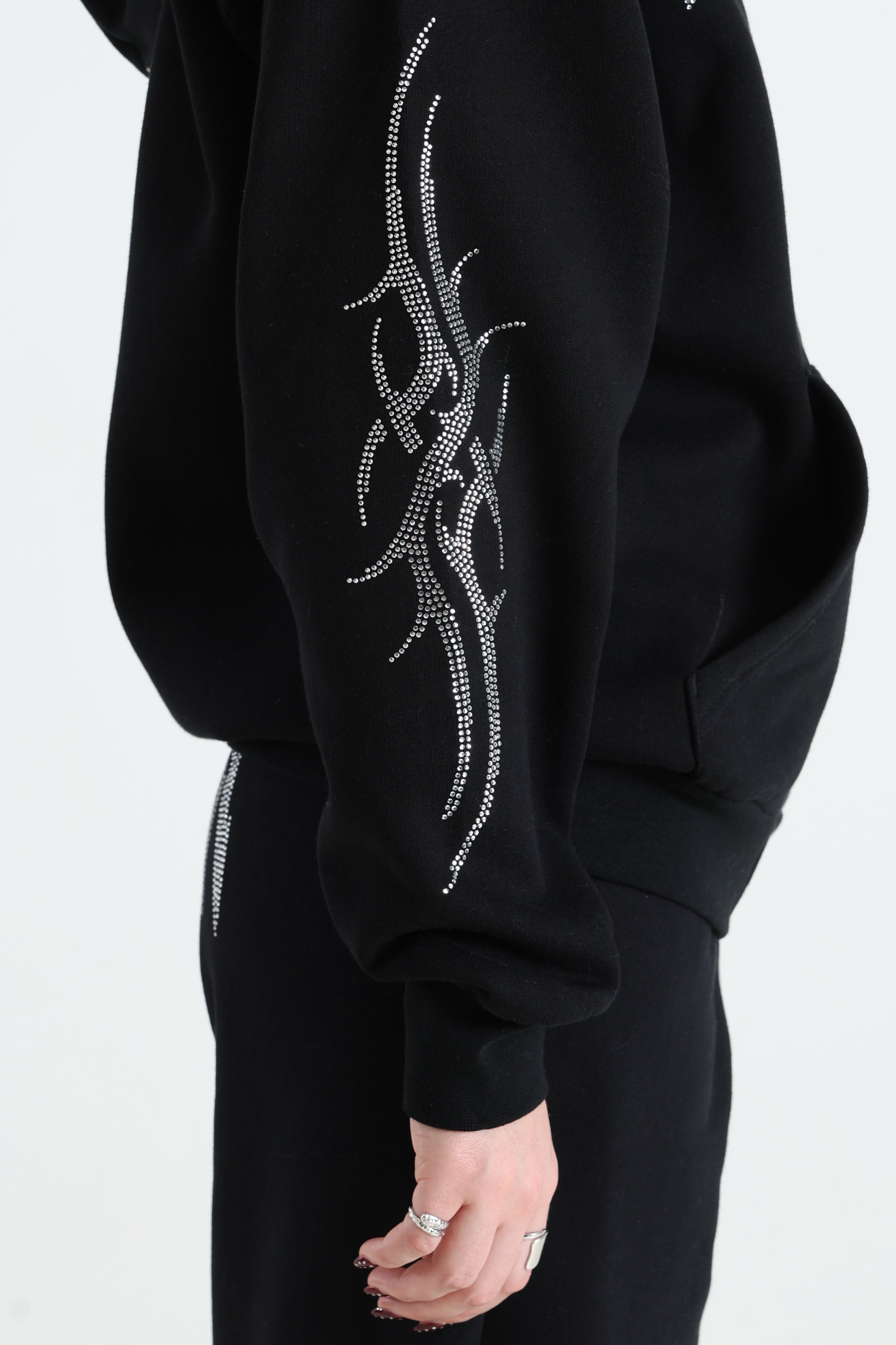 Quartz sweat ample zippé à capuchon - Black