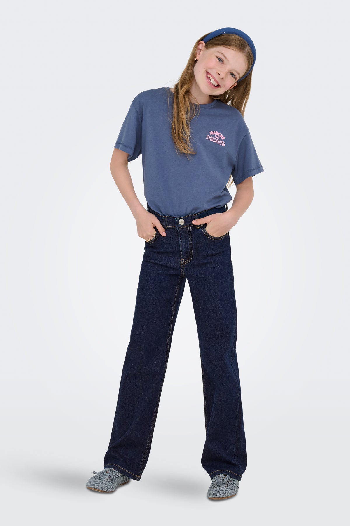 KODJUICY Wide Leg Jeans - Dark Blue Denim
