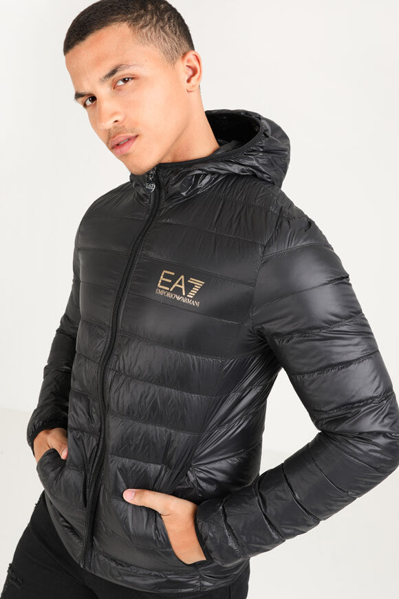 Leichte Puffer Daunenjacke - Black + Gold