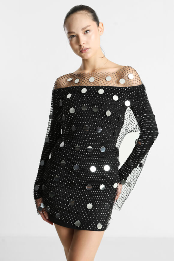 Net mini dress - Black + Silver