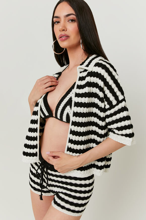 Cardigan - Nero + bianco sporco