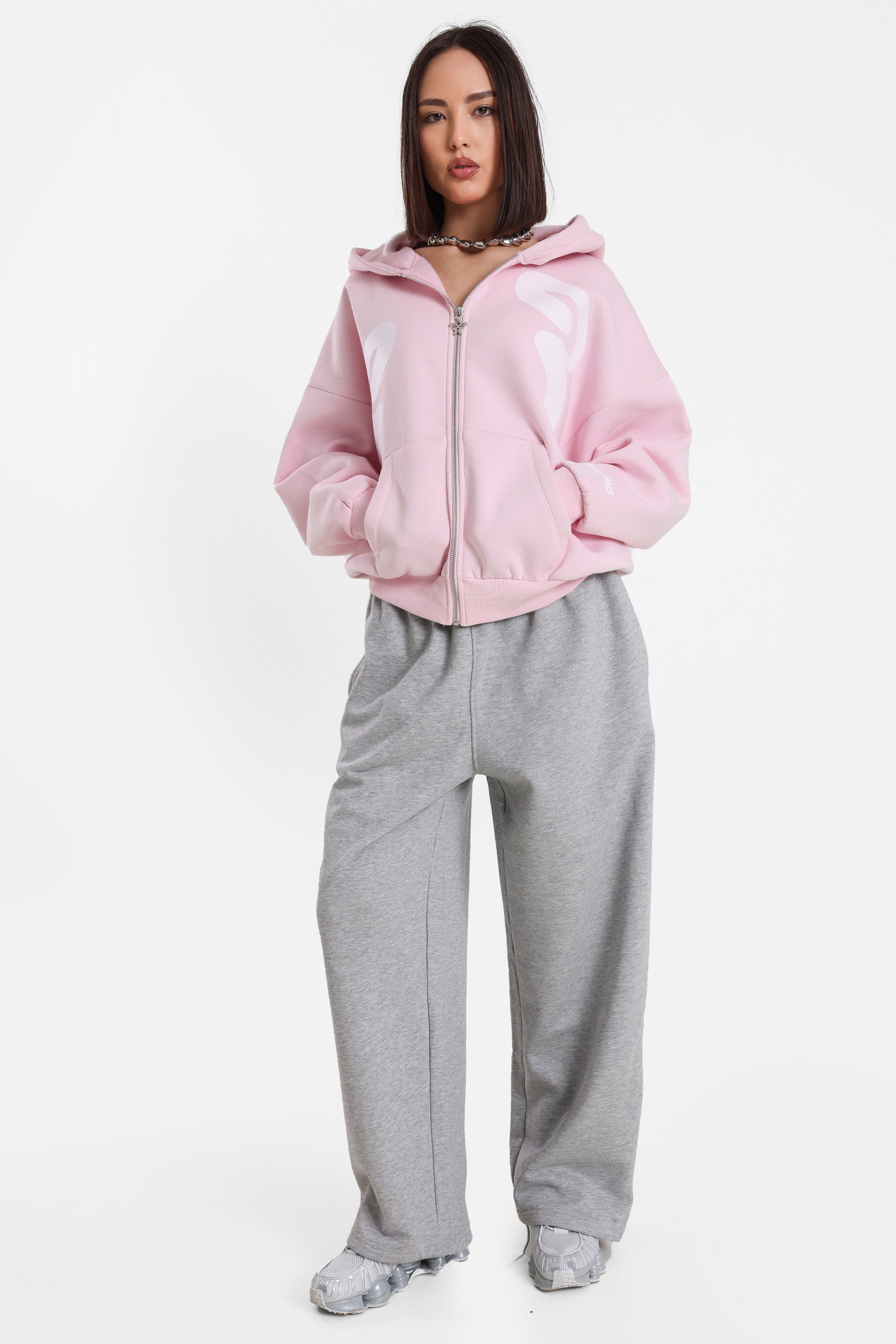 Oversize Kapuzensweatjacke - Blush Pink
