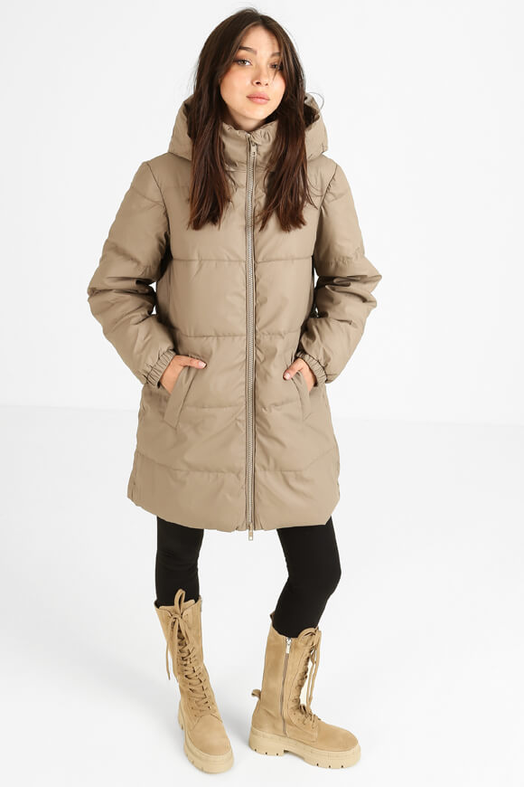 Kunstleder Puffermantel - Hellbraun