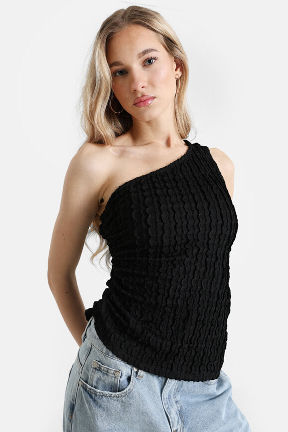 Top monospalla strutturato - nero