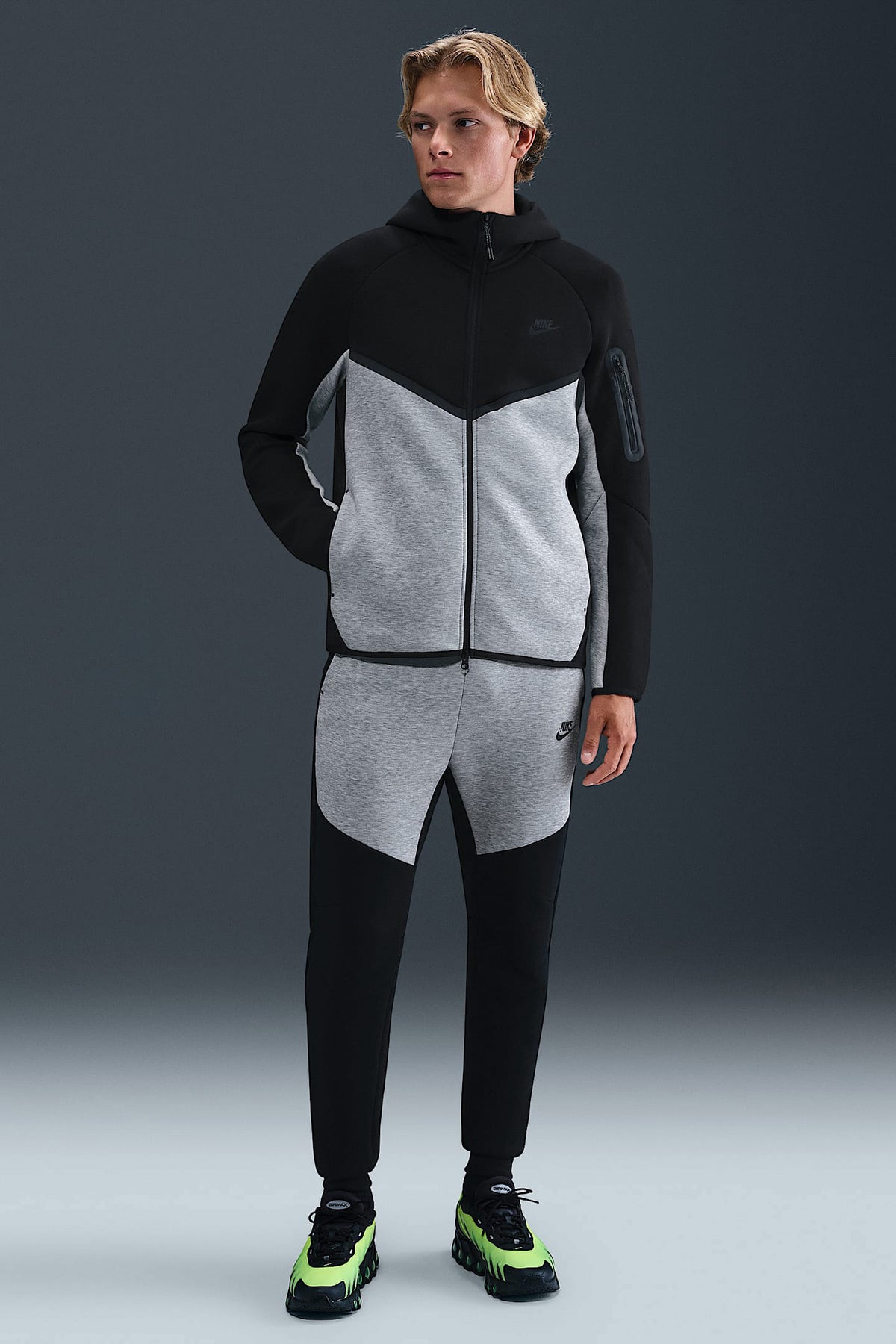 Sportswear Tech Fleece Kapuzensweatjacke - Black + Light Grey Heather