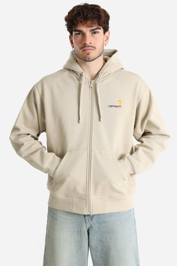 American Script oversized zip-up hoodie with hood - Fleur De Sel