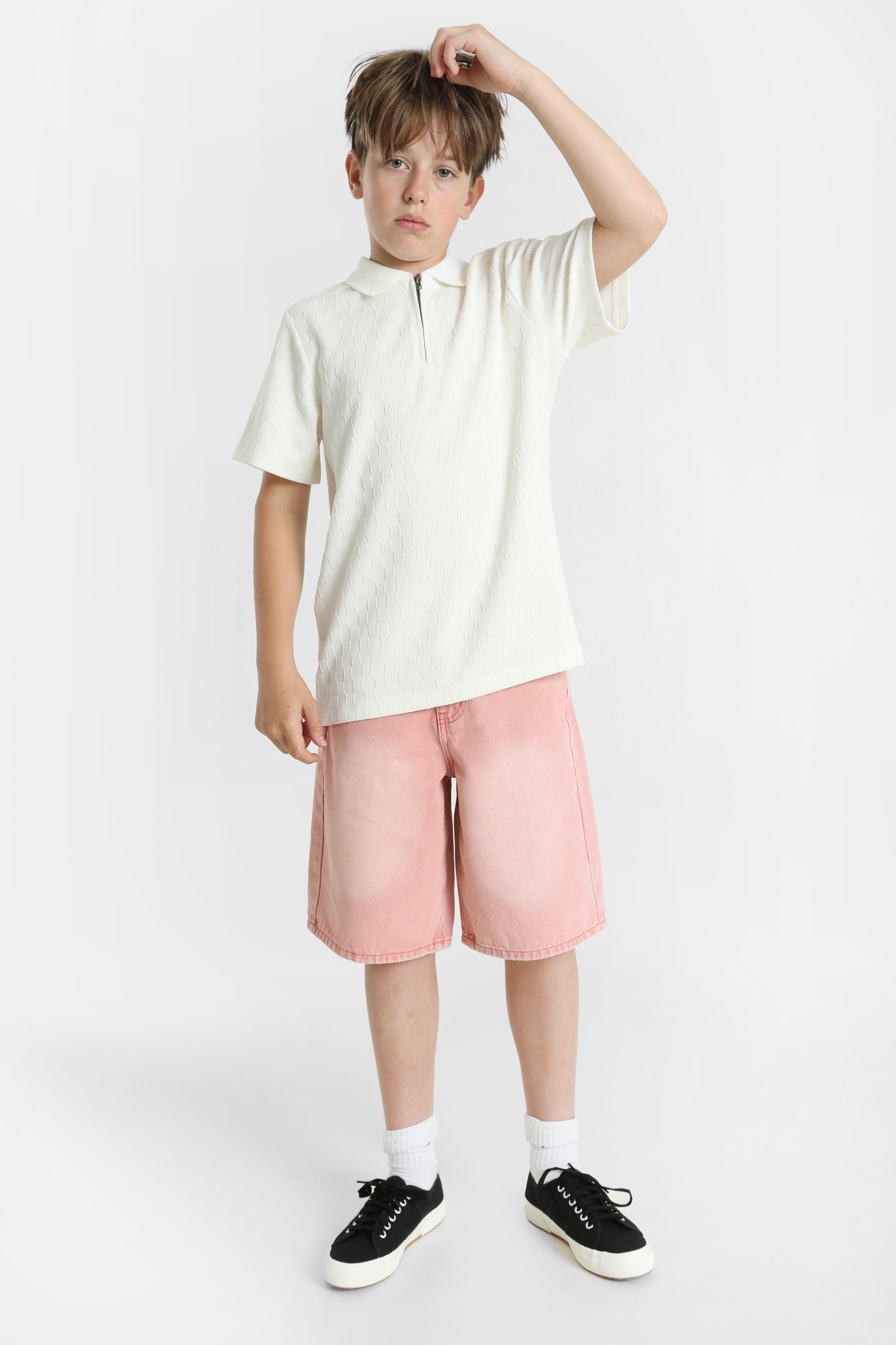 Strukturiertes Poloshirt - Offwhite
