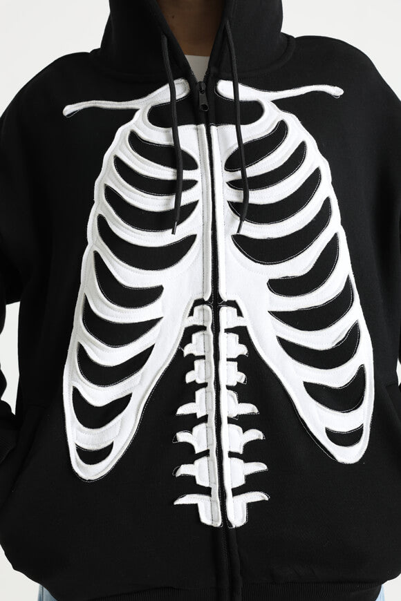 Oversize Kapuzensweatjacke - Schwarz + Weiss