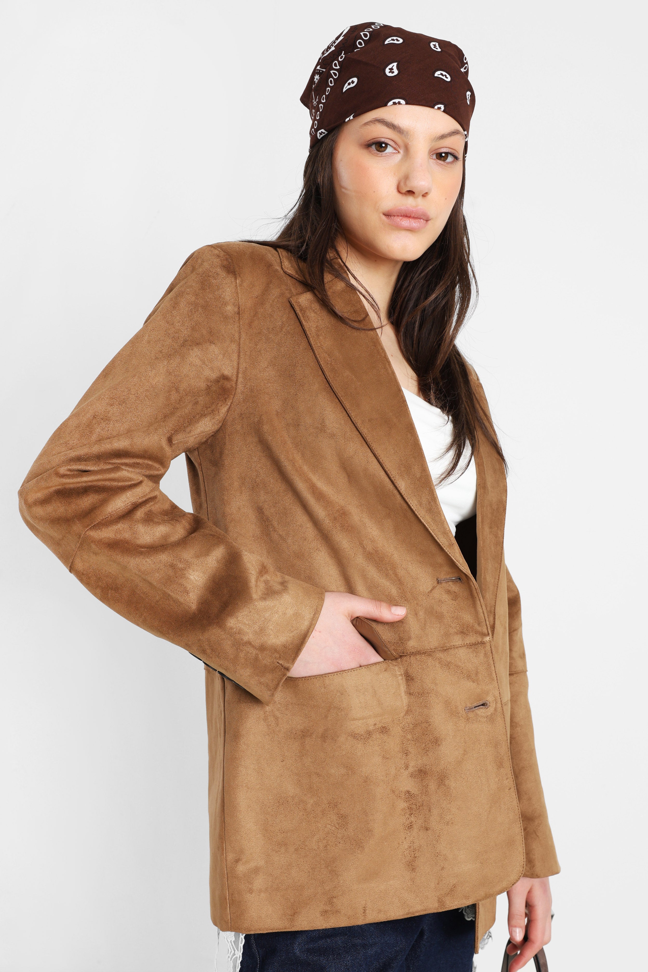 ONLTULIP Kunstwildleder Blazer - Cognac