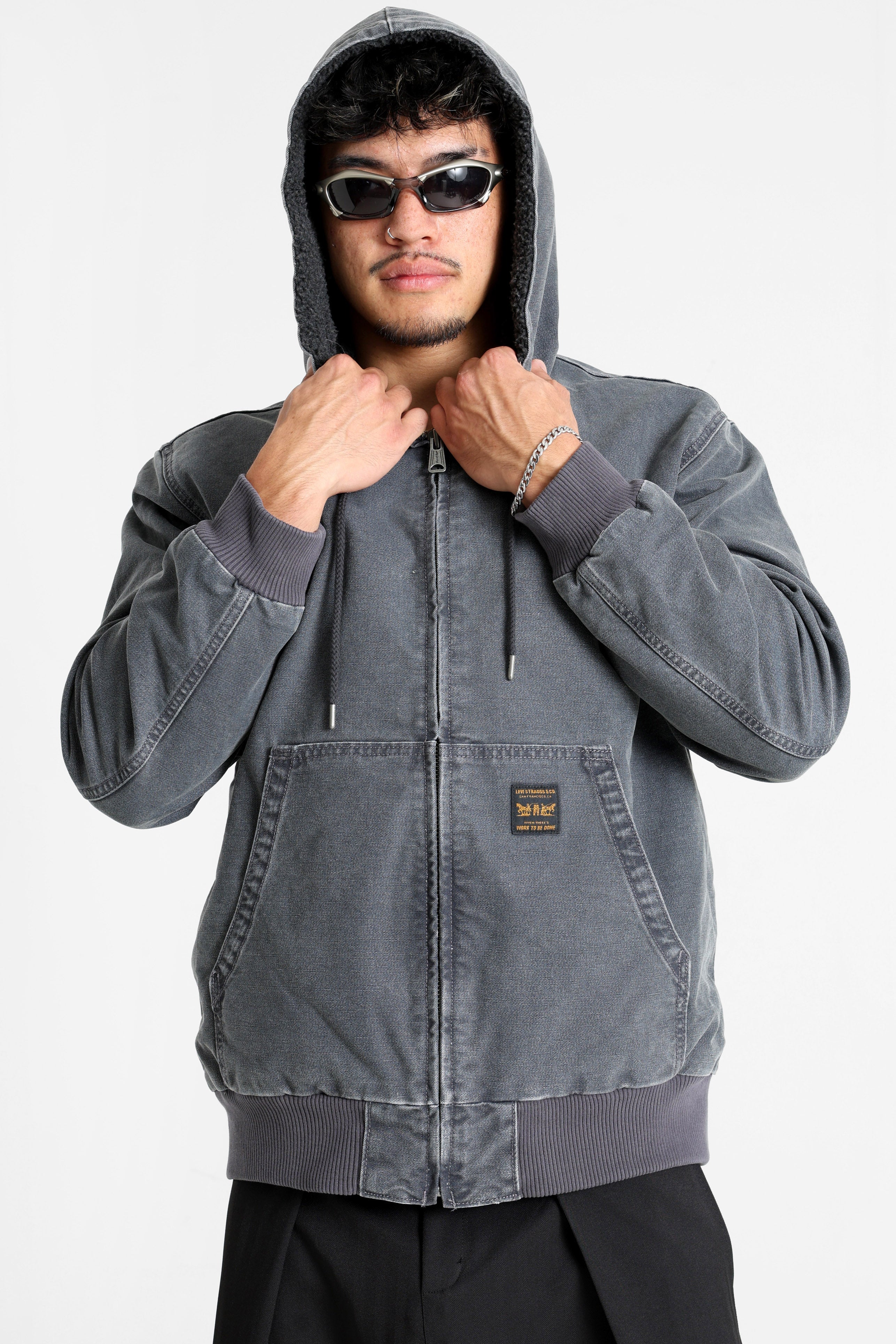 Potrero padded denim jacket - Periscope Grey