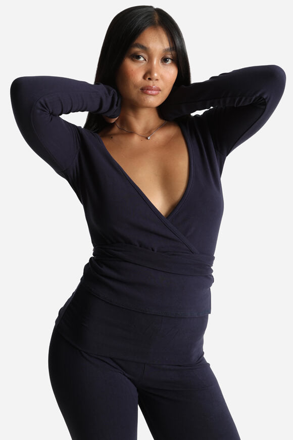 Camicia a maniche lunghe Crop - Blu navy