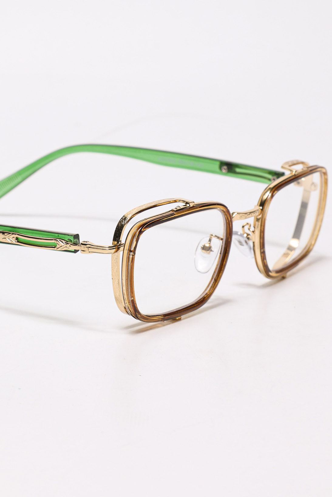 Brille - Gold + Green + Clear
