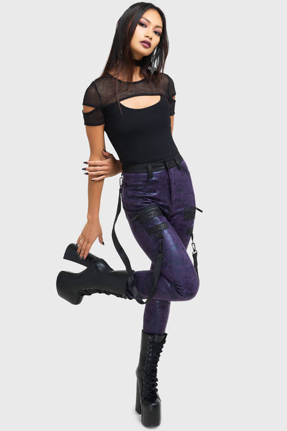 Asmodea pants with crackle pattern - Purple + Black