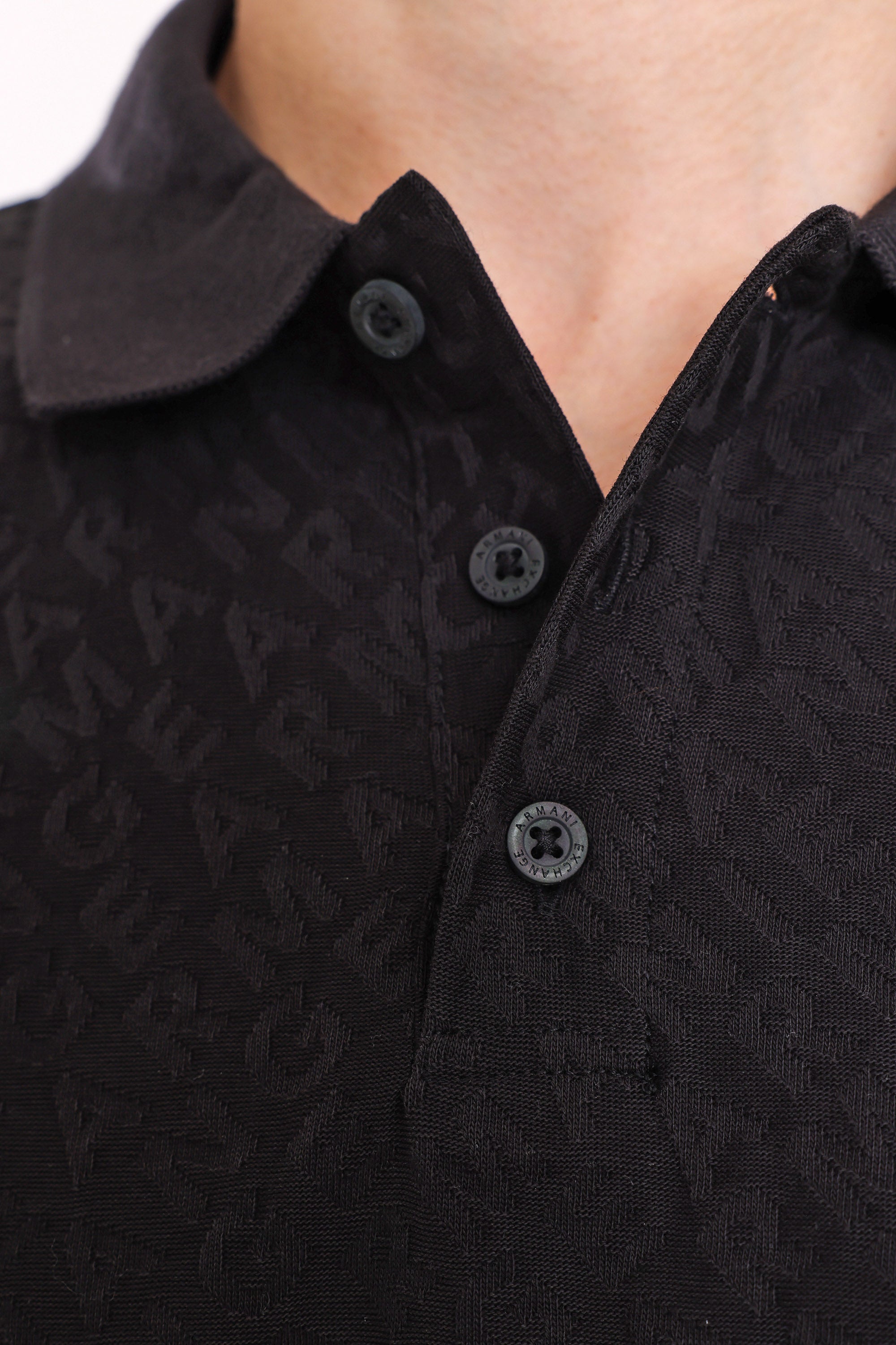 Strukturiertes Poloshirt - Black