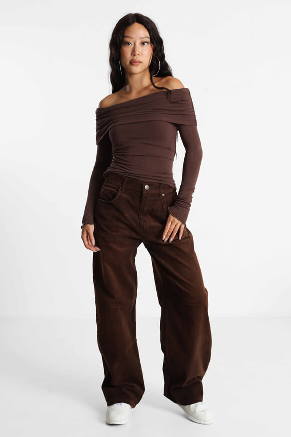 Camicia a maniche lunghe off shoulder - Brun foncé