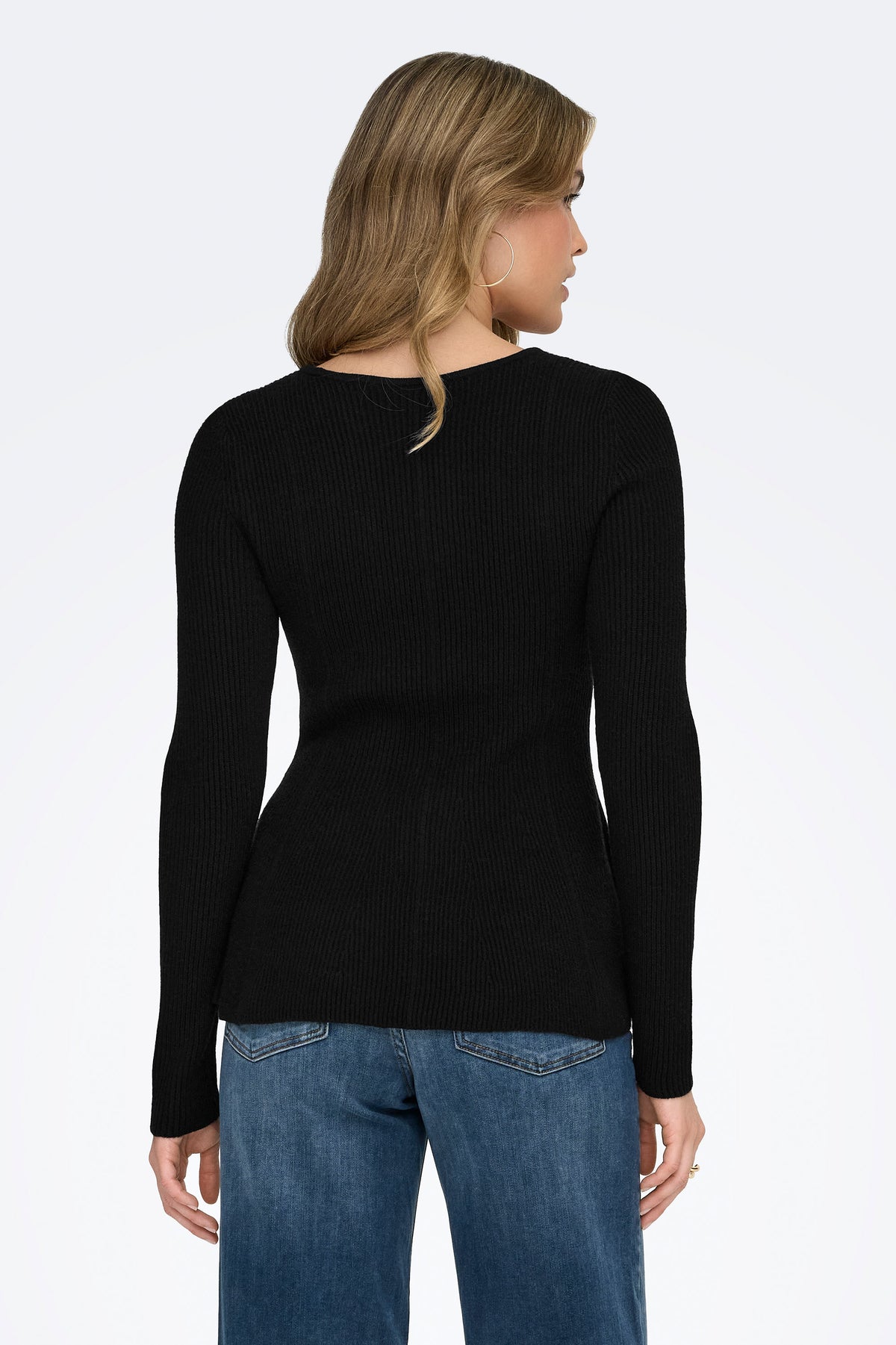 ONLIBI pull à basque en tricot côtelé - Black