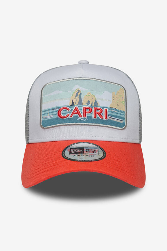 Capri Trucker Cap / Snapback - White + Coral + Light Grey