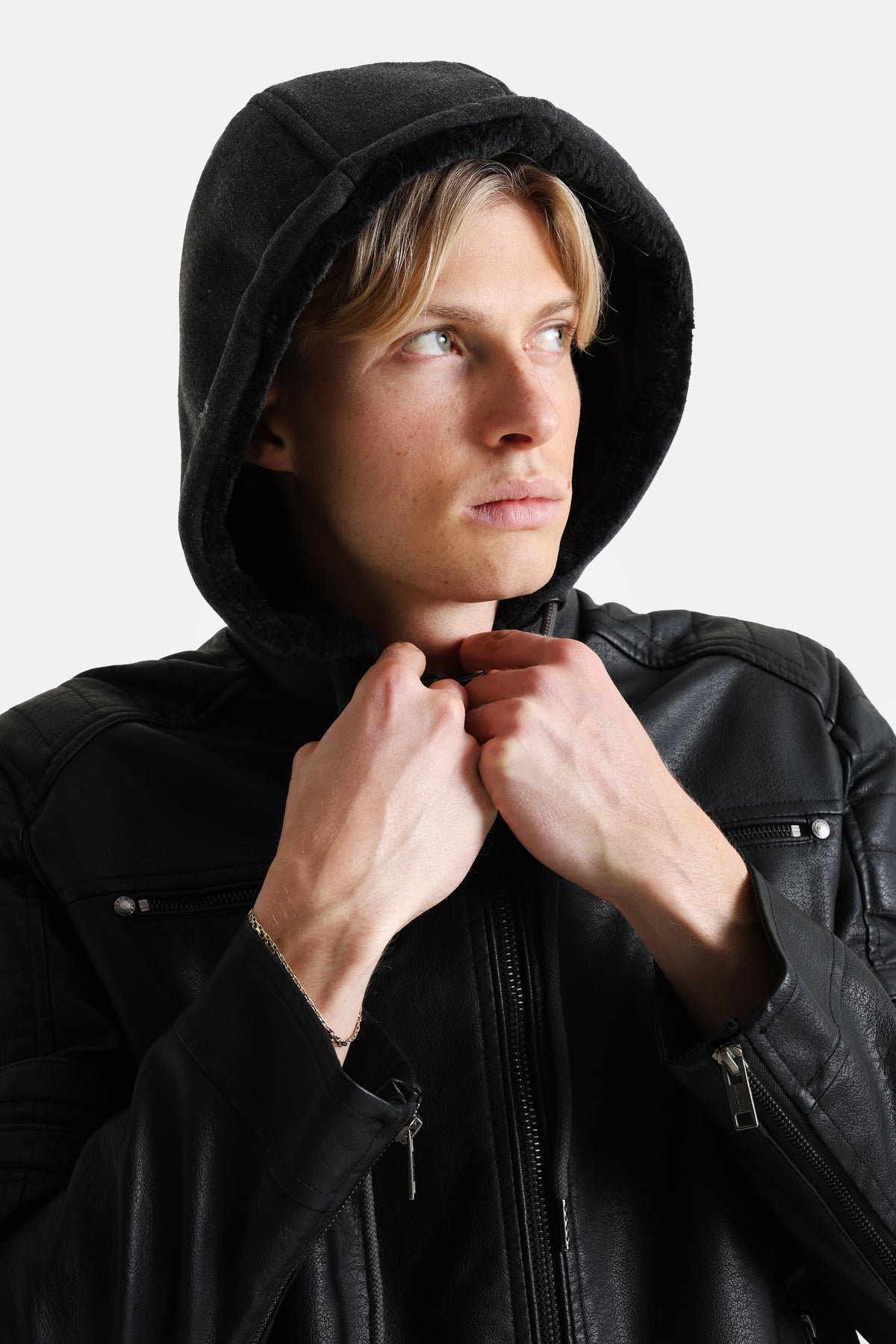 Veste en similicuir doublée - Black