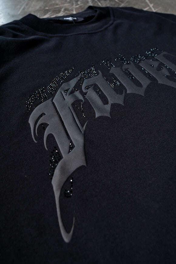 Aves Rhinestone Oversize T-Shirt - Black