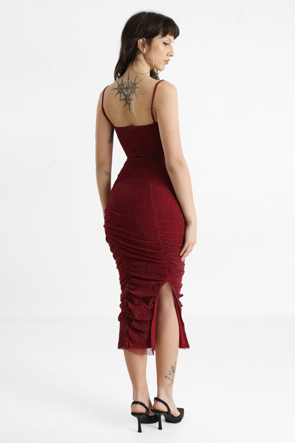 Glitzer Midikleid - Bordeaux