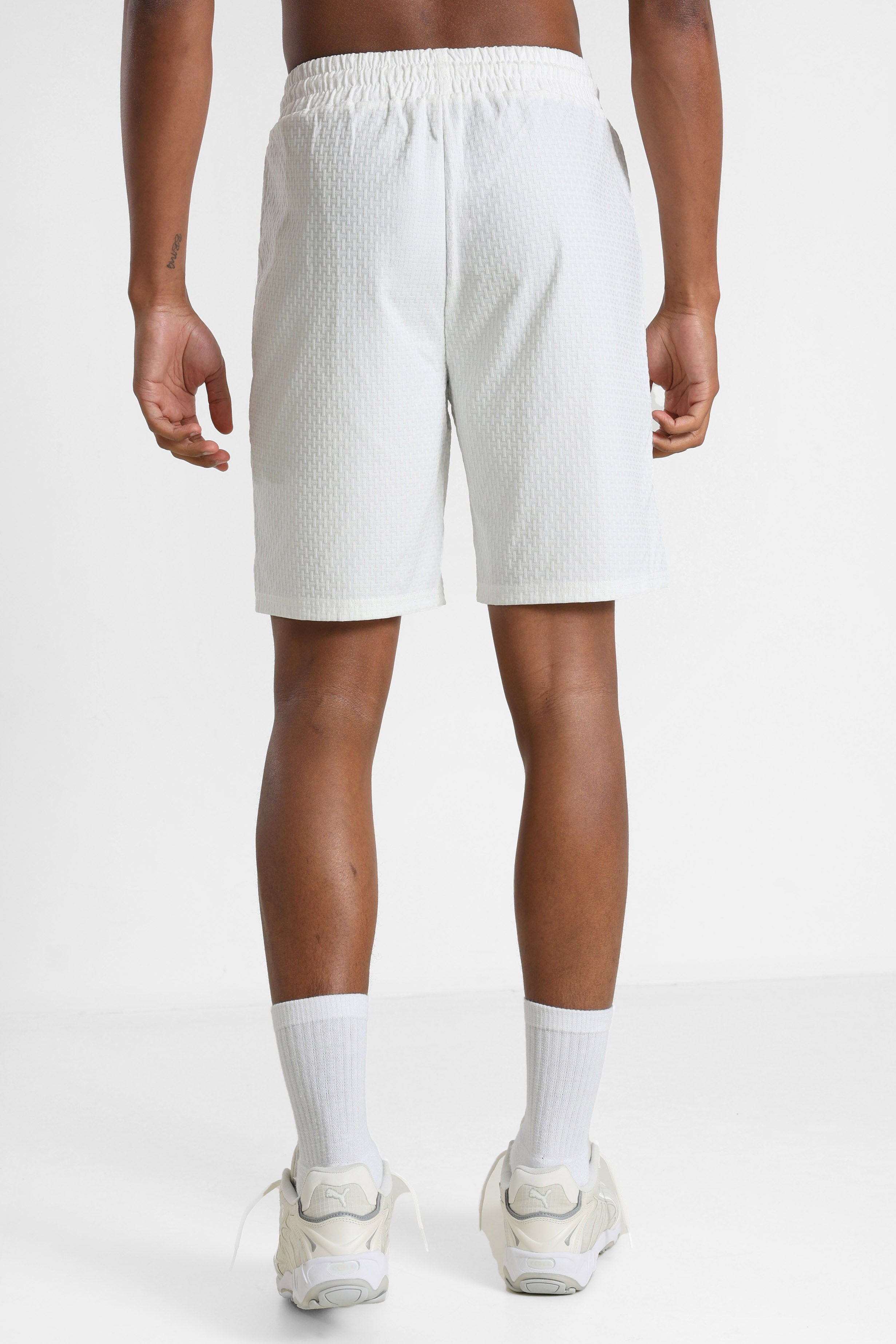 Strukturierte Stoffshorts - Offwhite