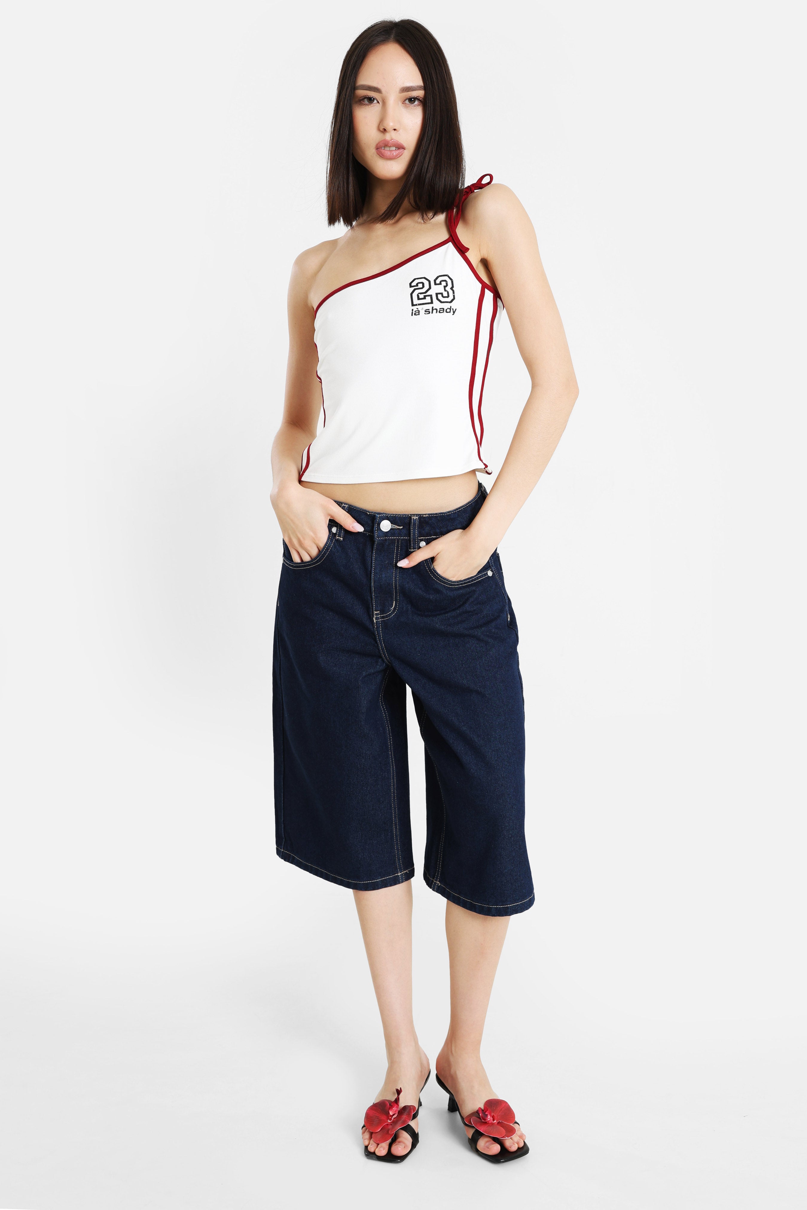 Top one shoulder - Ecru + Bordeaux