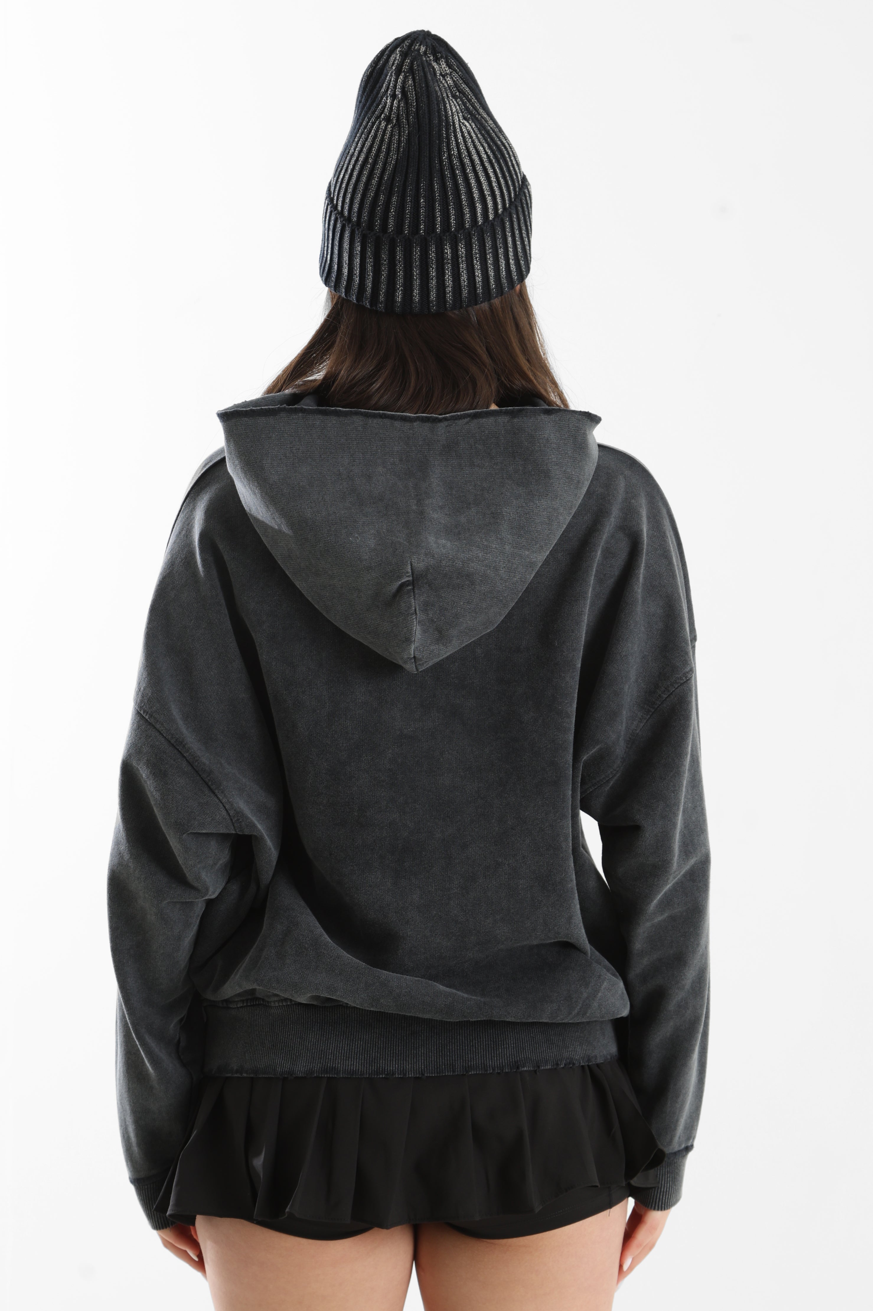 Kapuzensweatshirt - Black Washed