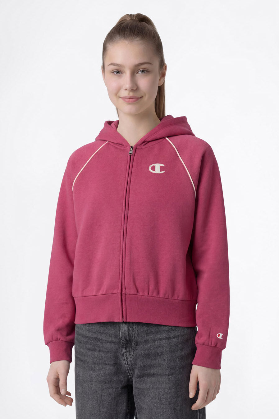 Hooded zip-up sweatshirt - Pink