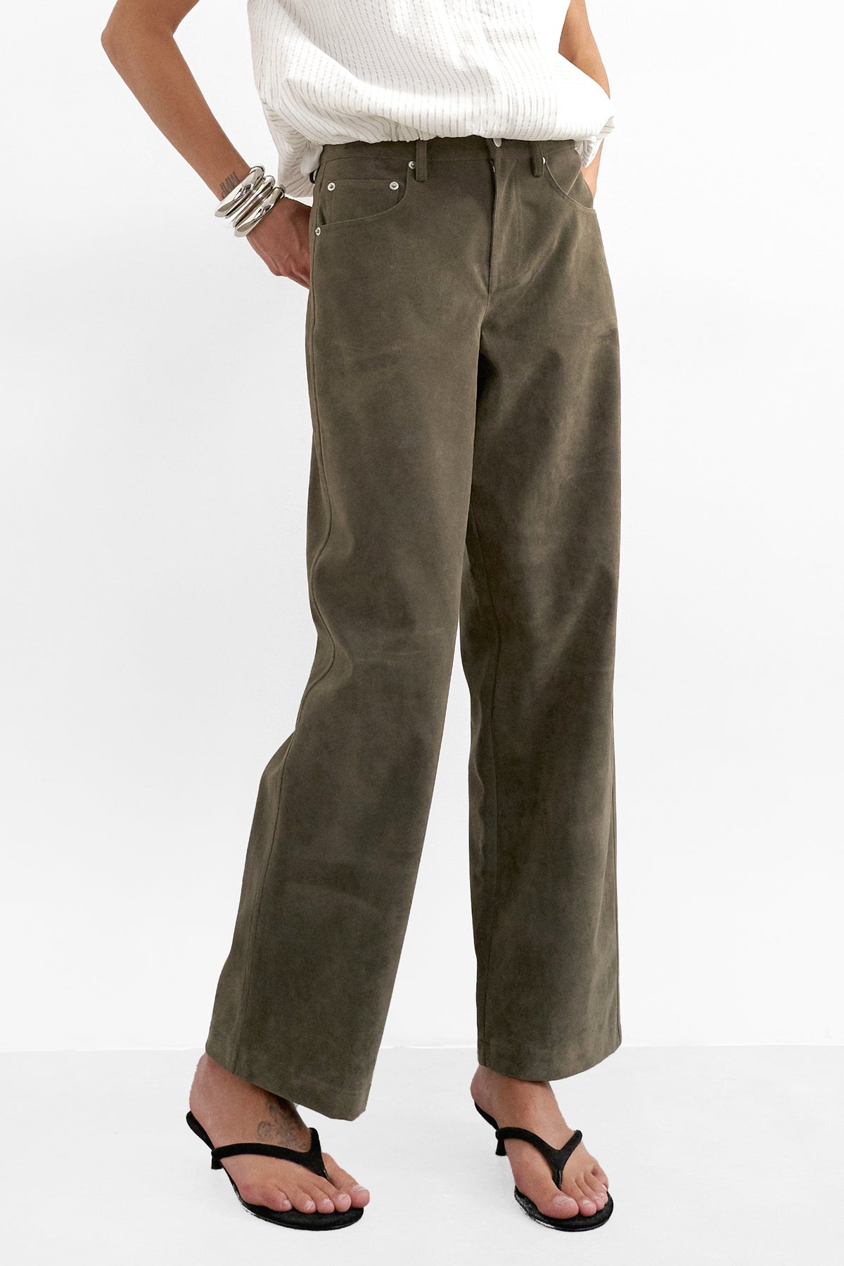 Pantaloni TSSYNA con coulisse in tessuto - Khaki