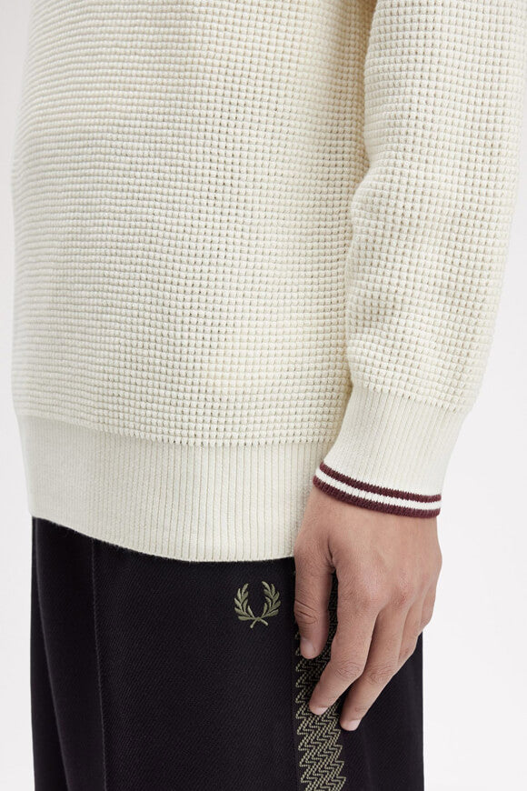 Strickpullover aus Waffelstoff - Offwhite