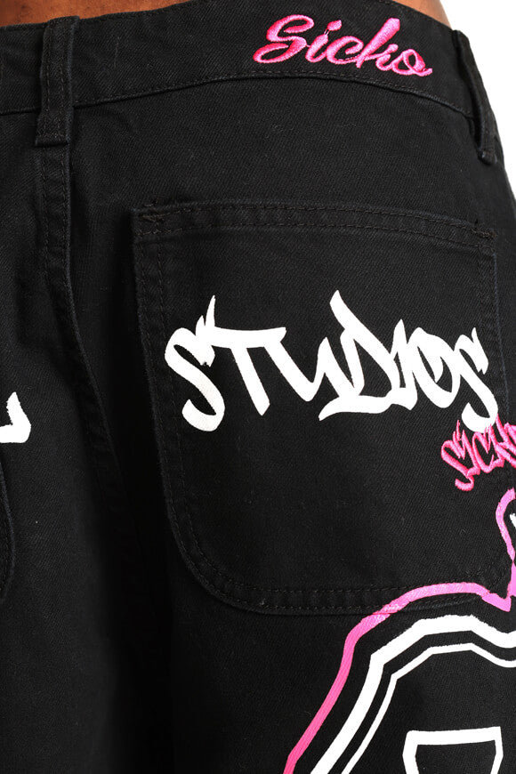 Cargo Jeansshorts - Schwarz