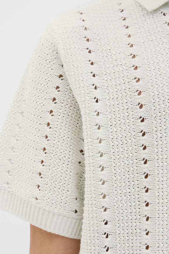 JORPAROS knitted polo shirt - Sea Salt