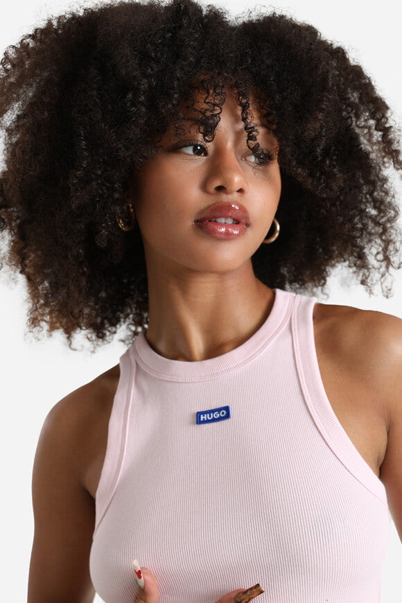 Ribbed crop tank top - Light pastel pink