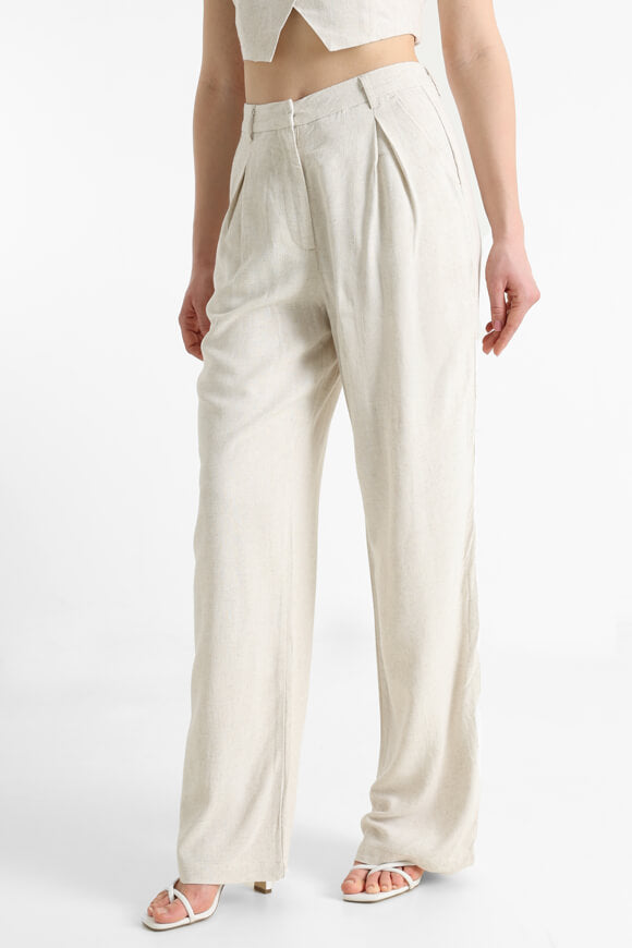 Wide Leg Leinenhose - Nature