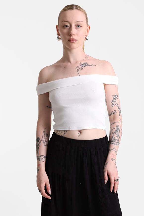 Top crop off shoulder - blanc