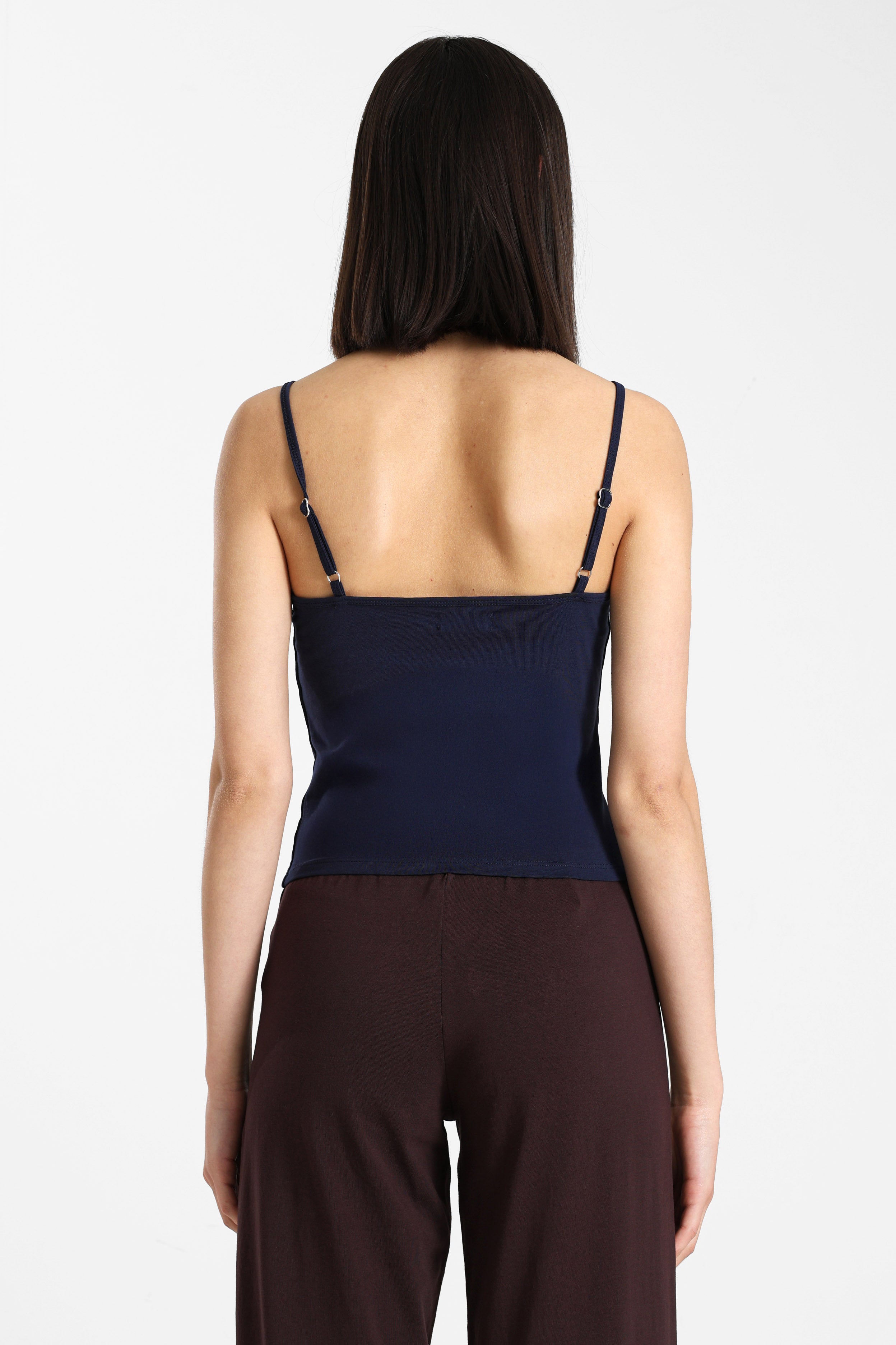 Top corto con spalline sottili - Bleu marine