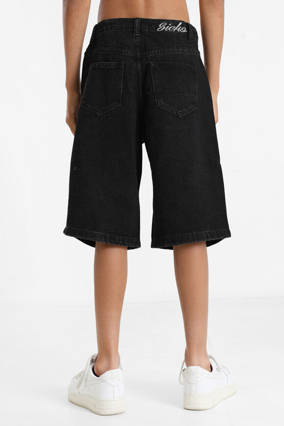 Baggy Fit Jeansshorts - Schwarz Denim