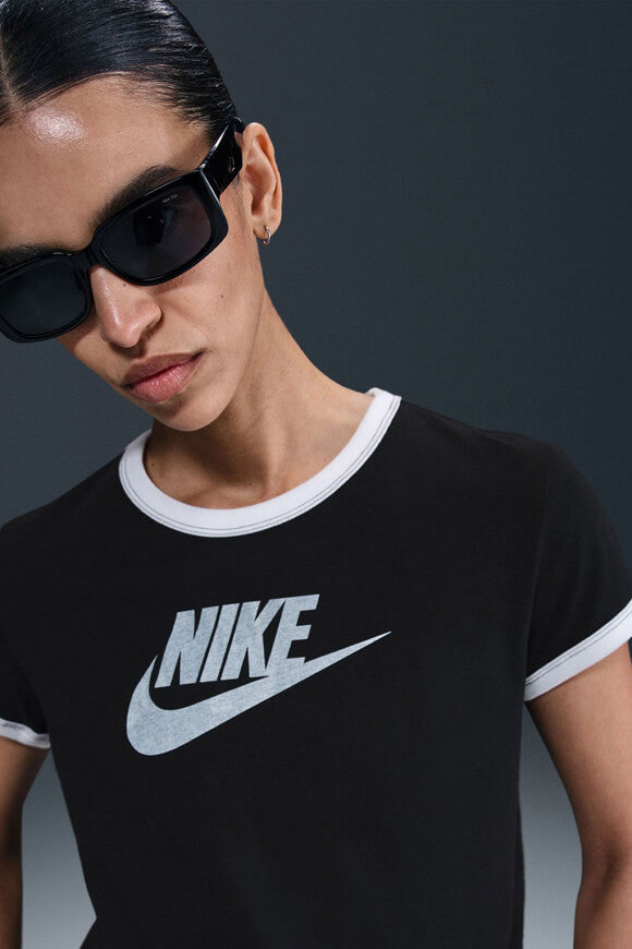 T-shirt corta con bordi a contrasto - Black